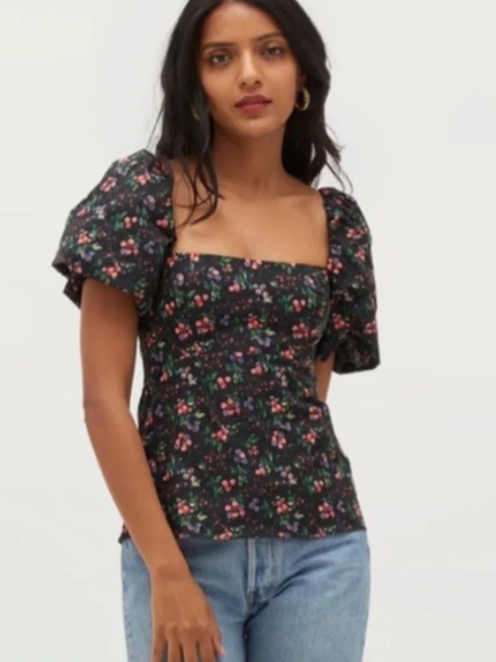 Hill House Matilda Berry Floral Taffeta Top L
